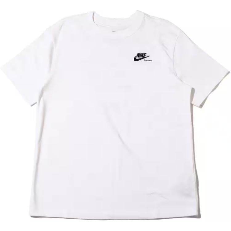 Nike сплошной цвет круглый шеи пуловер с коротким рукавом упал рукав футболка женская белый - Boxette Shop