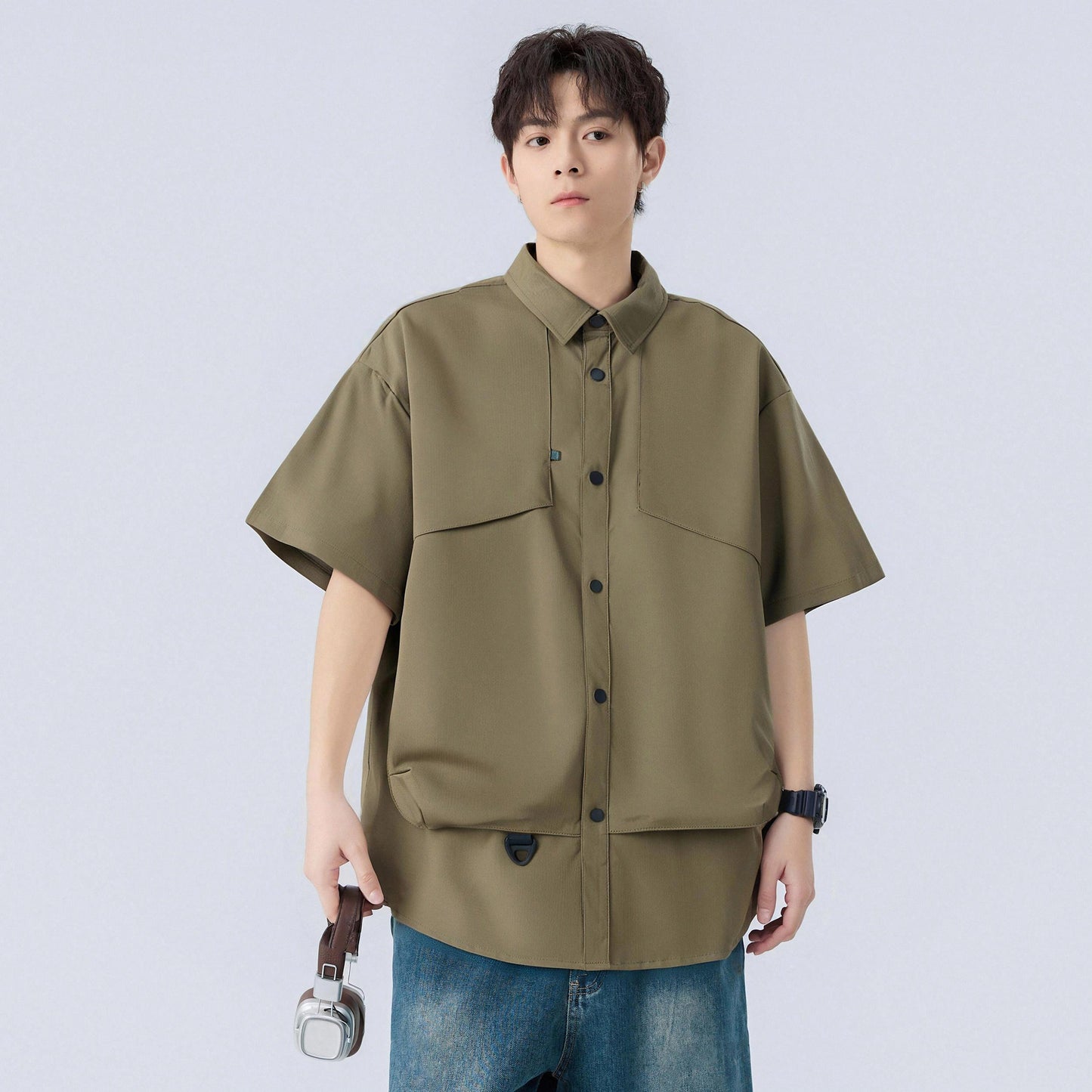 Paddy Julia Amerika yuqori ko'cha konstruktiv dizayn lapel bo'sh tasodifiy kundalik qatnov katta gangster o'zini kelishgan qulay, ko'p qirrali qisqa yengli ko'ylak modellari bilan erkaklar va ayollar