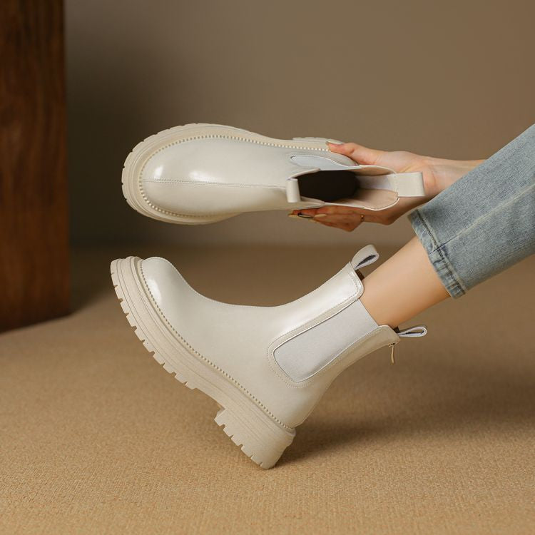 Balletcat cowhide simple daily commuter business comfort short chelsea boots 4.5cm women's