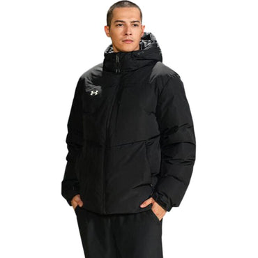 Under armour сплошной цвет короткий капюшон утолщенный открытый теплая куртка пуховик мужской черный