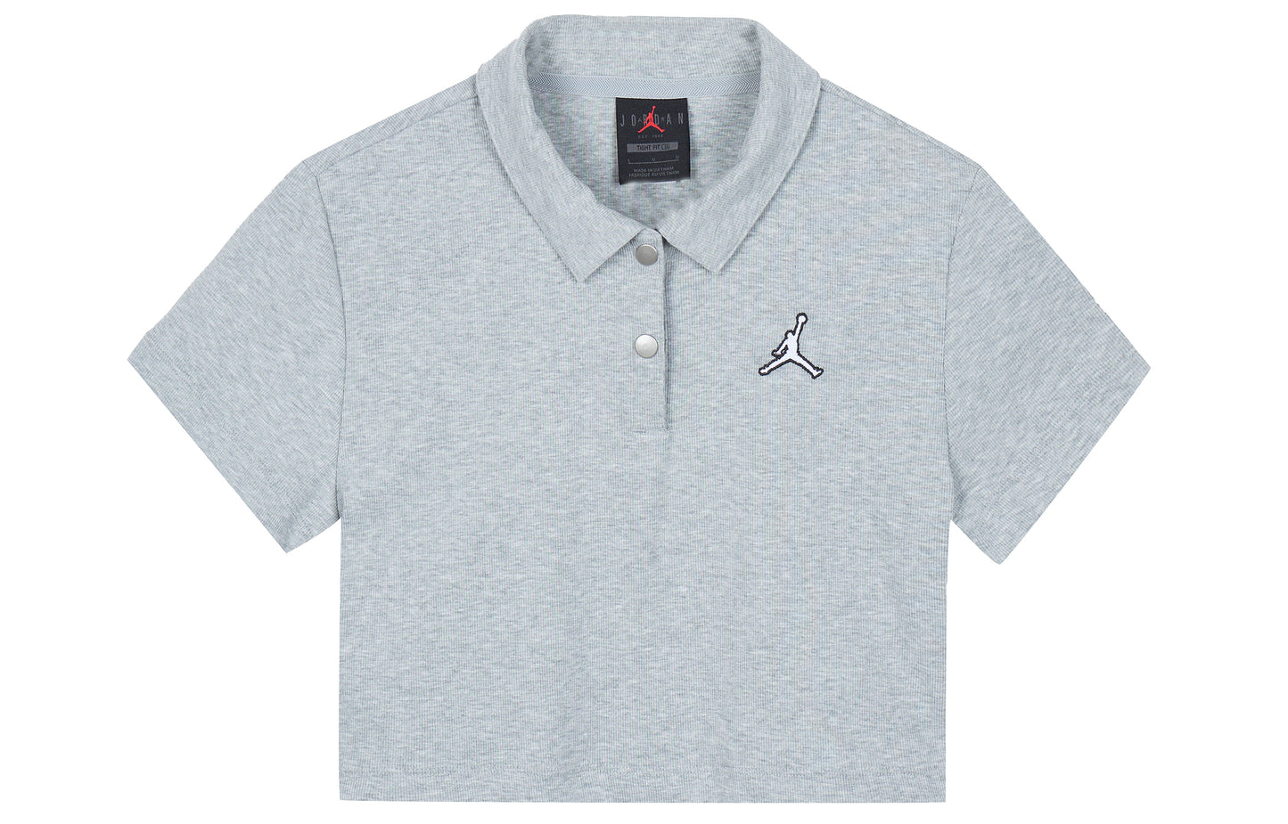 Jordan logotipi kalta qirrali yubkali kalta yengli ayollar futbolkasi och kulrang