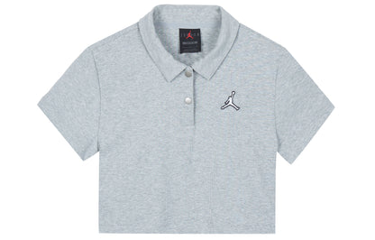 Jordan logotipi kalta qirrali yubkali kalta yengli ayollar futbolkasi och kulrang