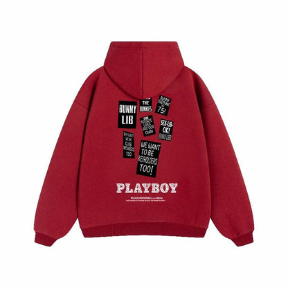 Erkaklar va ayollar uchun Playboy letter print bo'sh tasodifiy kaputi