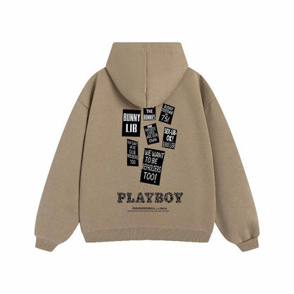 Erkaklar va ayollar uchun Playboy letter print bo'sh tasodifiy kaputi