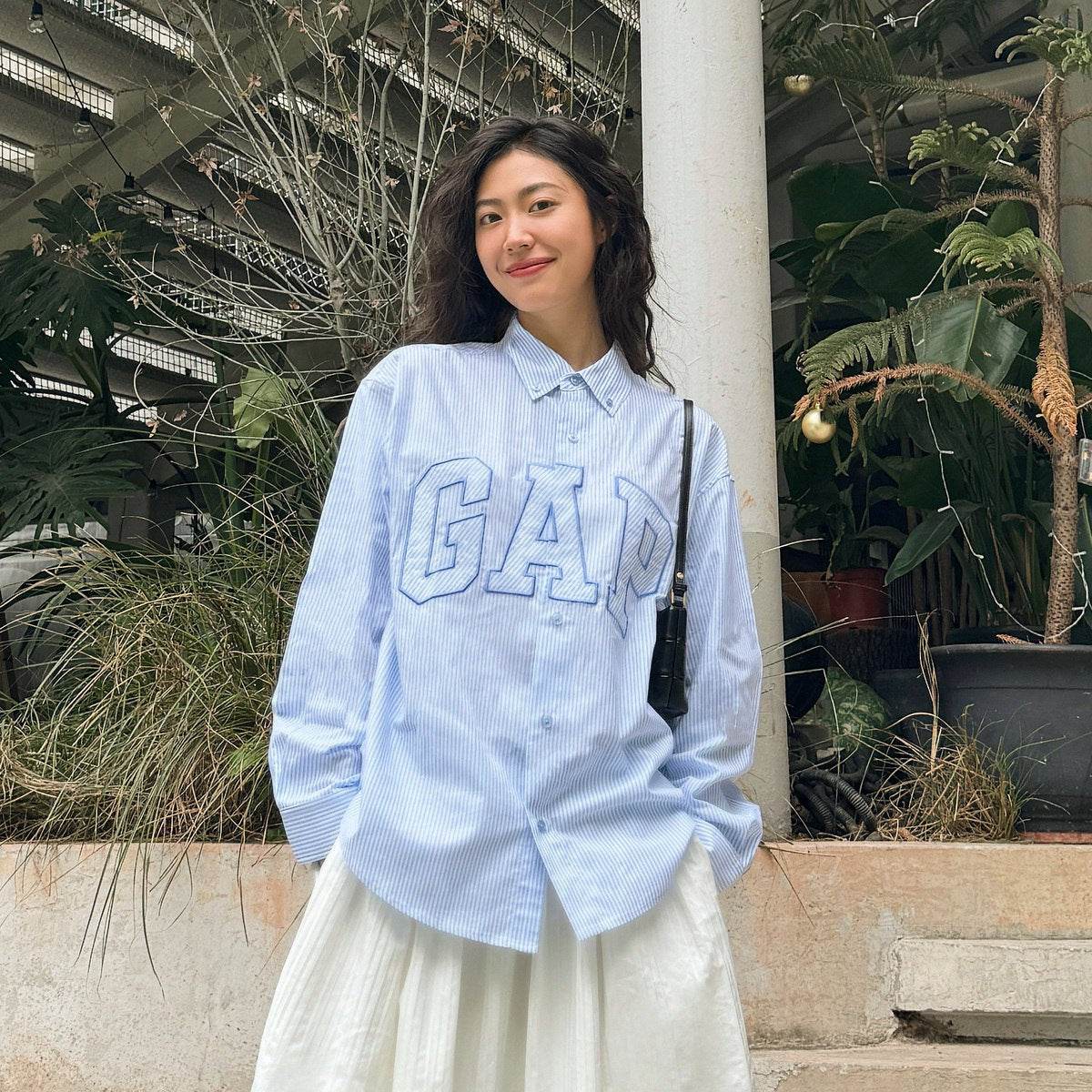 Рубашка Gap Long Sleeve Logo Stripe Shirt - Boxette Shop