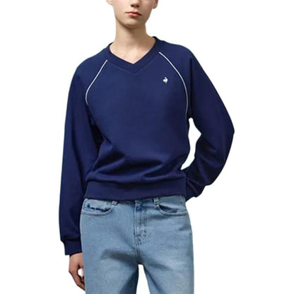 Le coq sportif bo'shashgan v-bo'yinli uzun yengli pullover kozok ayollar
