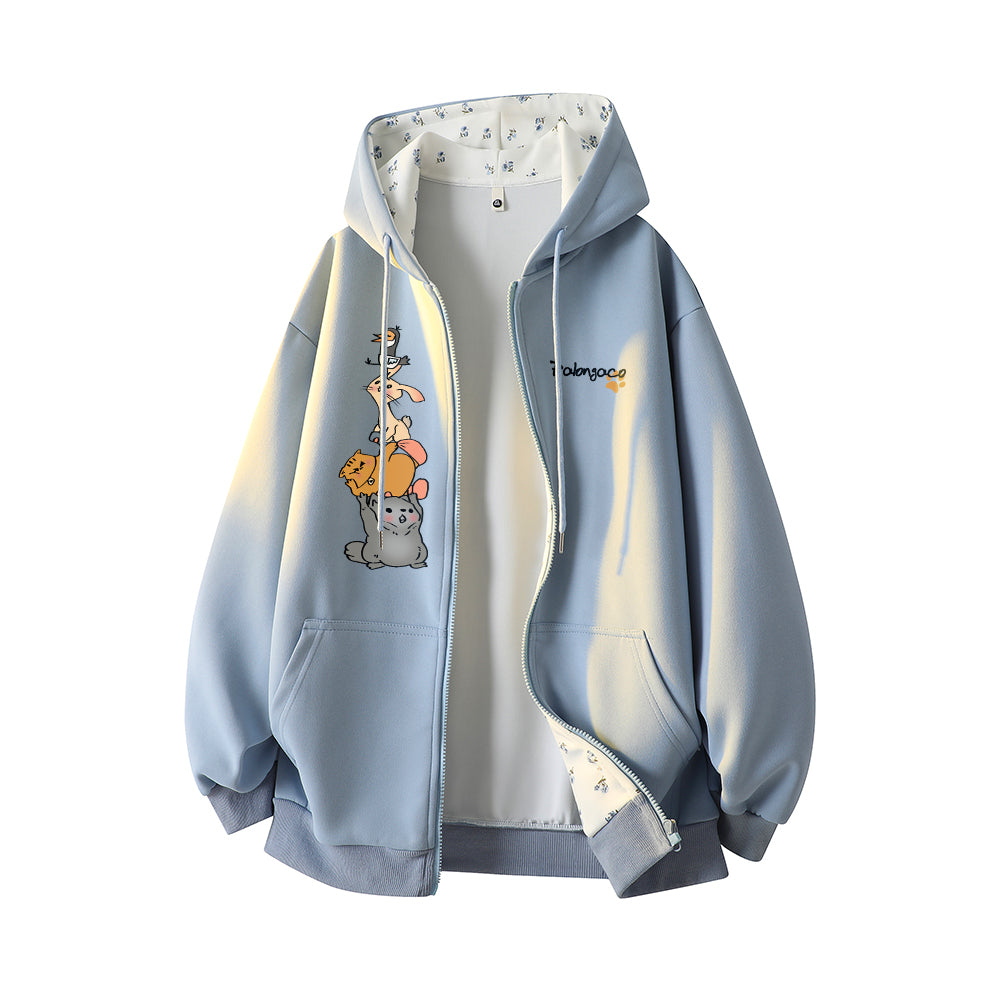 Pal ongaco pal ongaco Amerika retro soddaligi multfilm naqshli bosma harflar logotipi erkin universal trend ko'ylagi ko'ylagi qulay tasodifiy kaputli kardigan kozok erkaklar va ayollar bir xil paragraf bilan