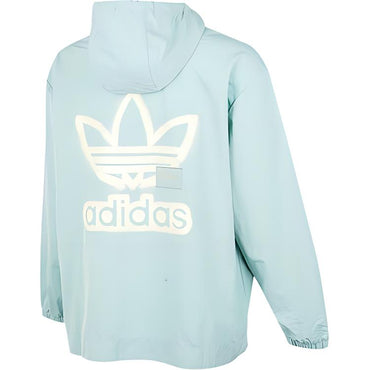 Adidas originals письмо логотип печать капюшон цвет блокировки свободные плечо куртка мужская светло-зеленый