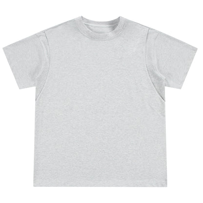 Paddy Julia bir xil rangdagi asosiy dekonstruksiya qilingan birlashma dizayn hissi yelkali bo'sh ko'p qirrali oddiy shamol qutisi versiyasi pastki qismdagi kalta yengli futbolka erkaklar va ayollar bir xil modellar