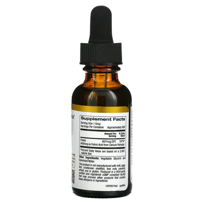 Пищевая добавка California Gold Nutrition, Фолиновая кислота, без спирта, 30 мл - Boxette Shop