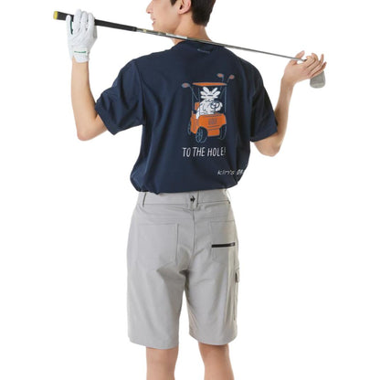 Le Coq Sportif logotipi bosilgan qisqa yengli, bo'yinbog'li futbolka