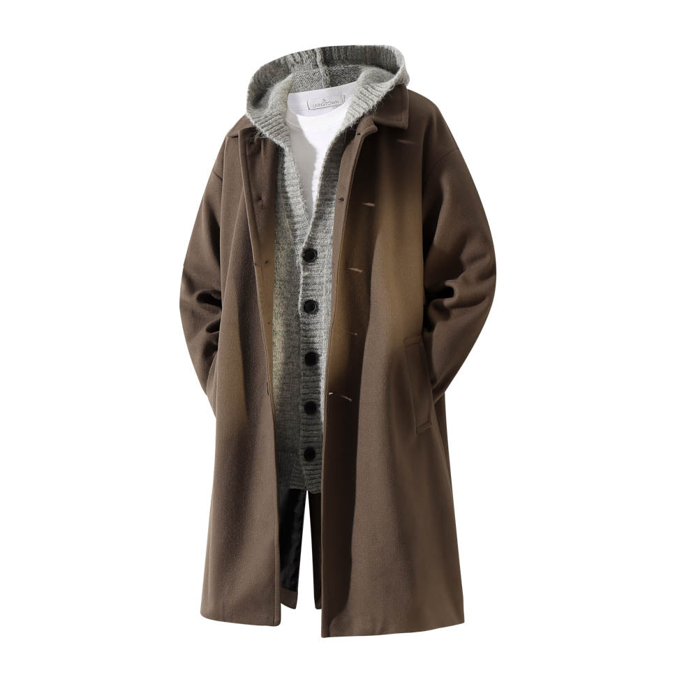 Livingtown Korean laguid retro high street style bir tekis rangli tasodifiy ko'p qirrali asosiy tomchi yelka uzun qismida mirador bo'sh qulay temperament eski pul shamol katta cho'ntaklar issiq palto Britaniya keksa his trench palto