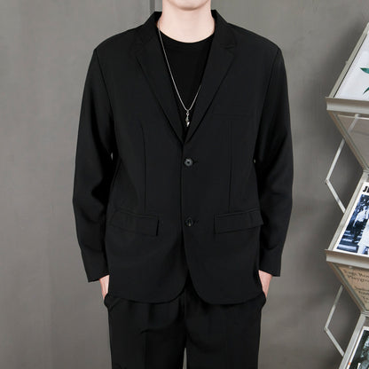 Ofisga qarshi engil hashamatli moda tasodifiy chiroyli bo'sh Gonkong uslubidagi gangster chiroyli ko'ylagi universal koreys versiyasi trendi uzun yengli kostyum erkaklar modellari