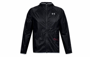 Under armour qualifier storm packable running hooded gym shirt men's black
