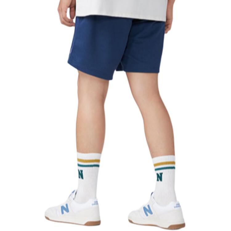 New Balans nb sport life bir rangli kichik logotipli to'rli trikotaj sport shortilari erkaklar ko'k