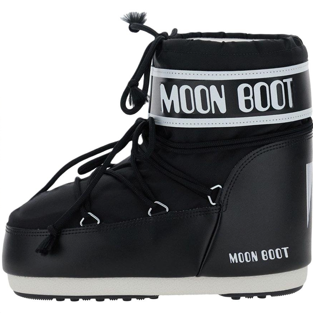 Moon boot icon round toe lace up high top children's snow boots black children's
