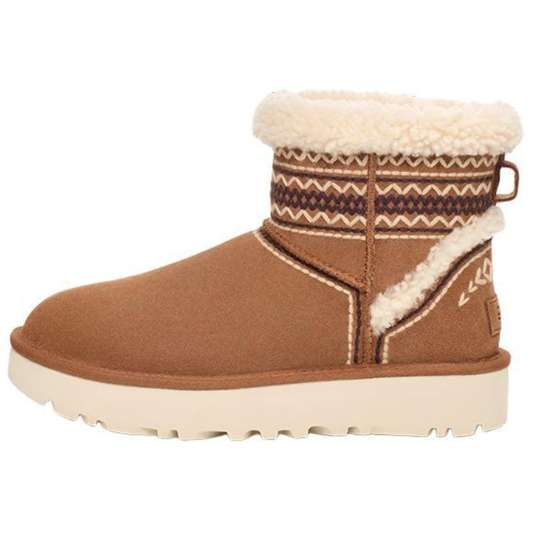 Ugg classic mini atherson из коровьей анатомической кожи модные и удобные короткие женские сапоги коричневого цвета
