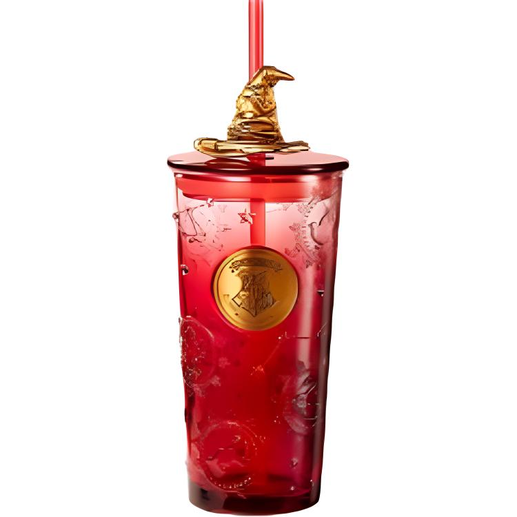 Nesquik's tea x harry potter hogwarts glass straw mug golden red 520ml