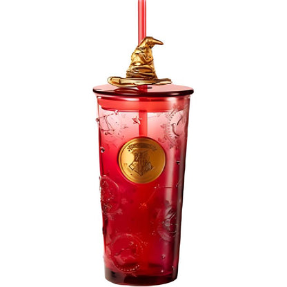 Nesquik's tea x harry potter hogwarts glass straw mug golden red 520ml