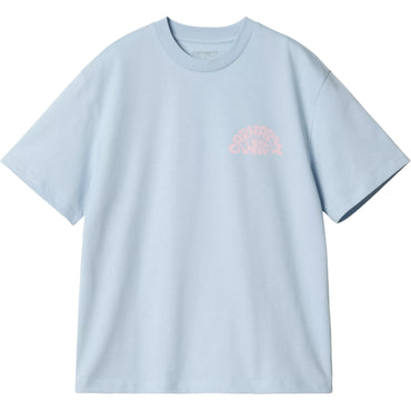 Carhartt wip w' s/s orqa naqshli qulay oddiy bo'shashgan qisqa yengli ayollar futbolkasi och ko'k