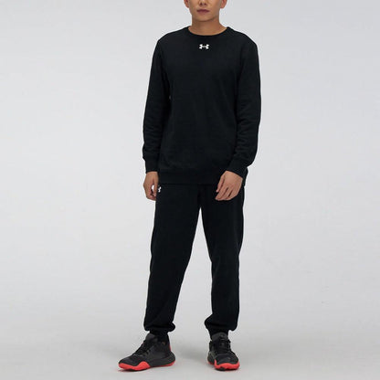Under armour логотип печати тренировки спортивные вязать экипаж шеи пуловер свитер мужской черный