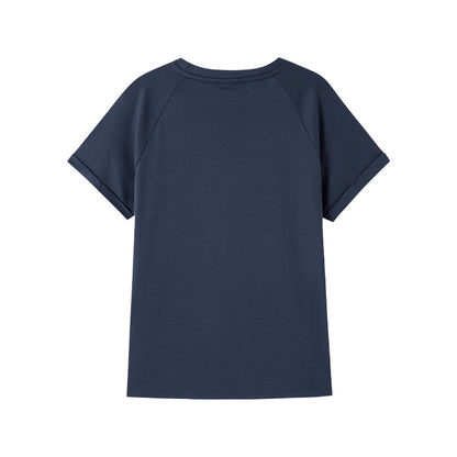 Le coq le coq sportif ochiq havoda kundalik maktubli naqshli ekipaj bo'yinli pullover qisqa yengli futbolka ayollar