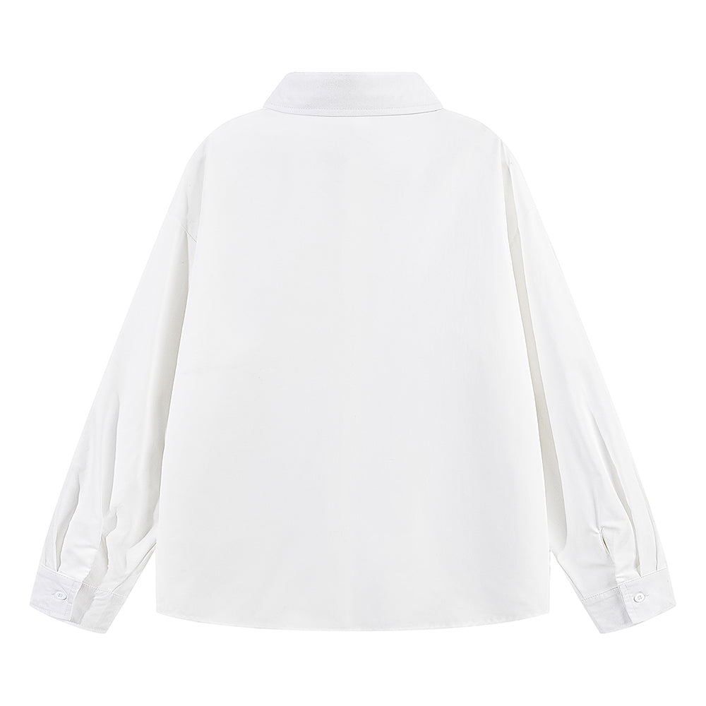 Pal ongaco pal ongaco Amerika yuqori ko'cha asosiy modellari oddiy sof paxta tanasi harflari brend logotipi bosma erkin tasodifiy universal koreys tekis rangli lapel uzun yengli ko'ylaklar bir xil modellar bilan erkaklar va ayollar