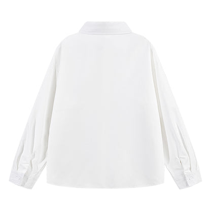 Pal ongaco pal ongaco Amerika yuqori ko'cha asosiy modellari oddiy sof paxta tanasi harflari brend logotipi bosma erkin tasodifiy universal koreys tekis rangli lapel uzun yengli ko'ylaklar bir xil modellar bilan erkaklar va ayollar