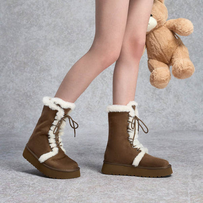 Ботинки женские Charles&Keith Winter Plush Lace-Up - Boxette Shop