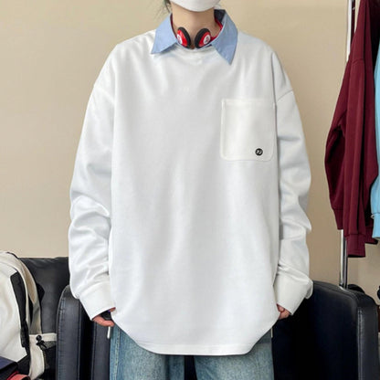 Paddy Julia Amerika tide brendi harflari bir xil rangdagi brend logotipi bo'sh tasodifiy uzun yengli kozok bir xil paragraf bilan erkaklar va ayollar