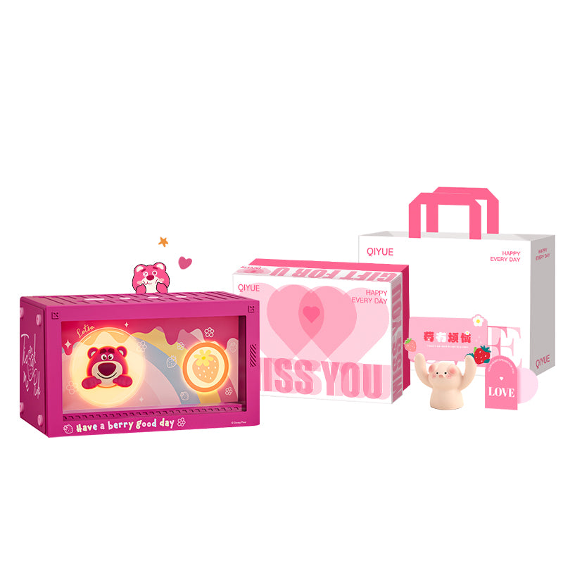 Disney Strawberry Bear ko-brend seriyali stereo bluetooth dinamik yorug'lik qo'g'irchog'i tungi yorug'lik yotoqxonasini bezatish yoqimli va amaliy ma'noli keksa qizning tug'ilgan kuni sevgilisi sovg'asi universal sovg'a to'plami