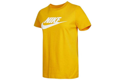 Nike бренд логотип печатных американский винтаж допамин круглый вырез короткий рукав формальный плечо рукав футболка женщины желтый - Boxette Shop