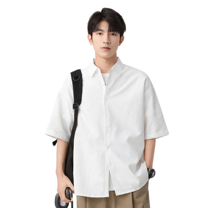 Igoi Amerika tekis rangli oddiy asosiy modellar bo'shashgan yagona ko'krakli teksturali yelkada erkin his qiluvchi oddiy yuzta tekis kalta yengli ko'ylaklar bir xil modeldagi erkaklar va ayollar