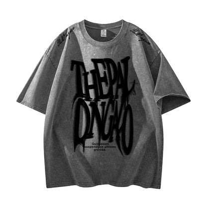 Pal ongaco qisqa yengi yuvilgan va siqilgan retro amerikacha futbolka erkaklar va ayollar uchun dazmollanadigan bokeh harflari bilan