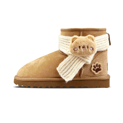 Ugg classic mini овчина теплая бровь gege плюшевый коричневый медведь мягкий липкий теплый зима милый удобный случайный короткие теленка снег сапоги женщины каштановый
