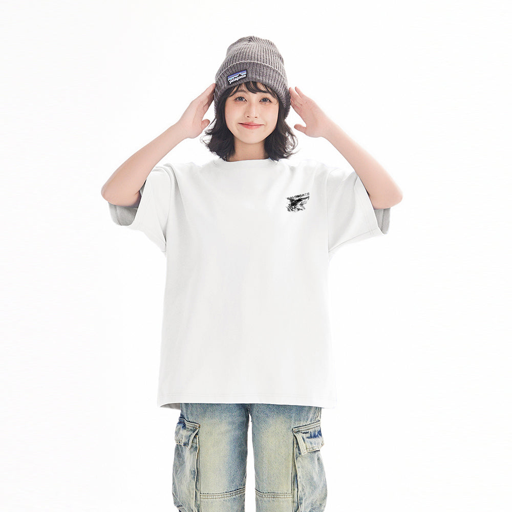 Pal ongaco amerikalik gangster chiroyli shark harflari bosma sayohat universal niche genderless tide bo'sh ekipaj bo'yinli qisqa yengli futbolka erkaklar va ayollar bir xil