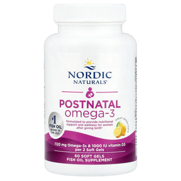 БАД Nordic Naturals, омега-3 для применения в послеродовой период, со вкусом лимона, 60 капсул