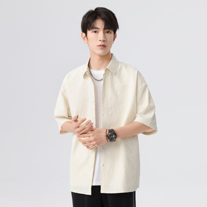 Igoi Amerika tekis rangli oddiy asosiy modellar bo'shashgan yagona ko'krakli teksturali yelkada erkin his qiluvchi oddiy yuzta tekis kalta yengli ko'ylaklar bir xil modeldagi erkaklar va ayollar