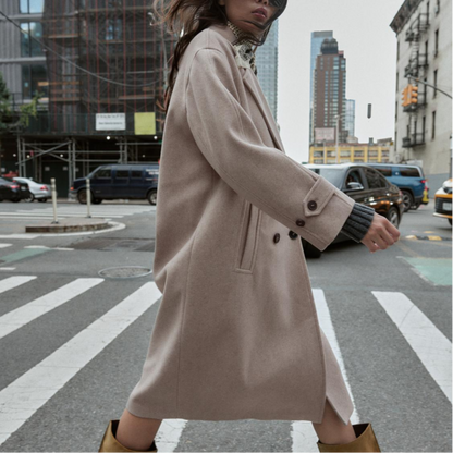 Zara мягкий свободный лацкан с длинным рукавом двубортное пальто женское