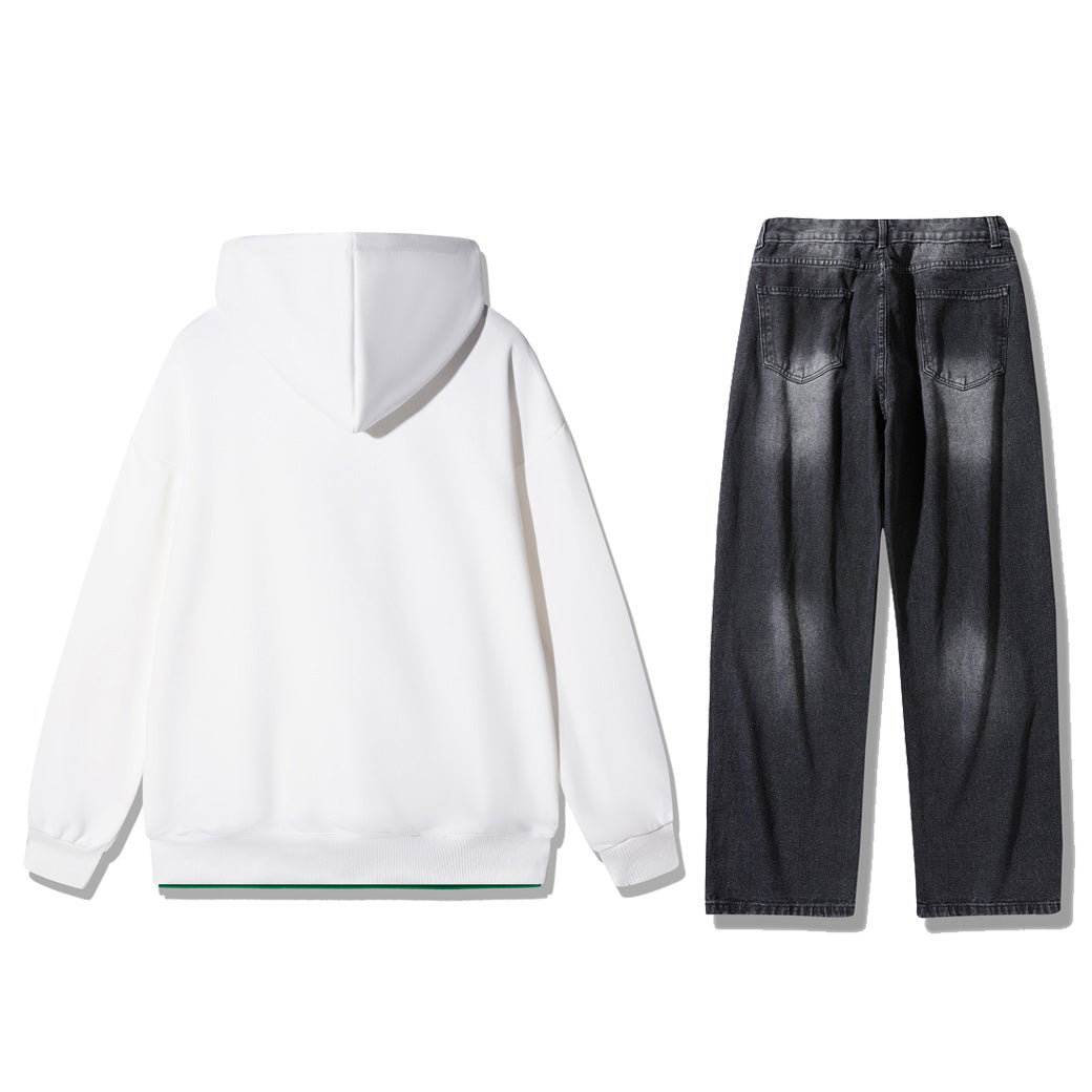 Anti-ofis shaharcha yangi yoshlar tasodifiy sayohat oddiy qulay sport kostyumi shamol trendi ko'p qirrali kozok yupqa tekis jinsi o'g'il ikki qismli kostyum kiyimi kuz va qishki erkaklar modellari