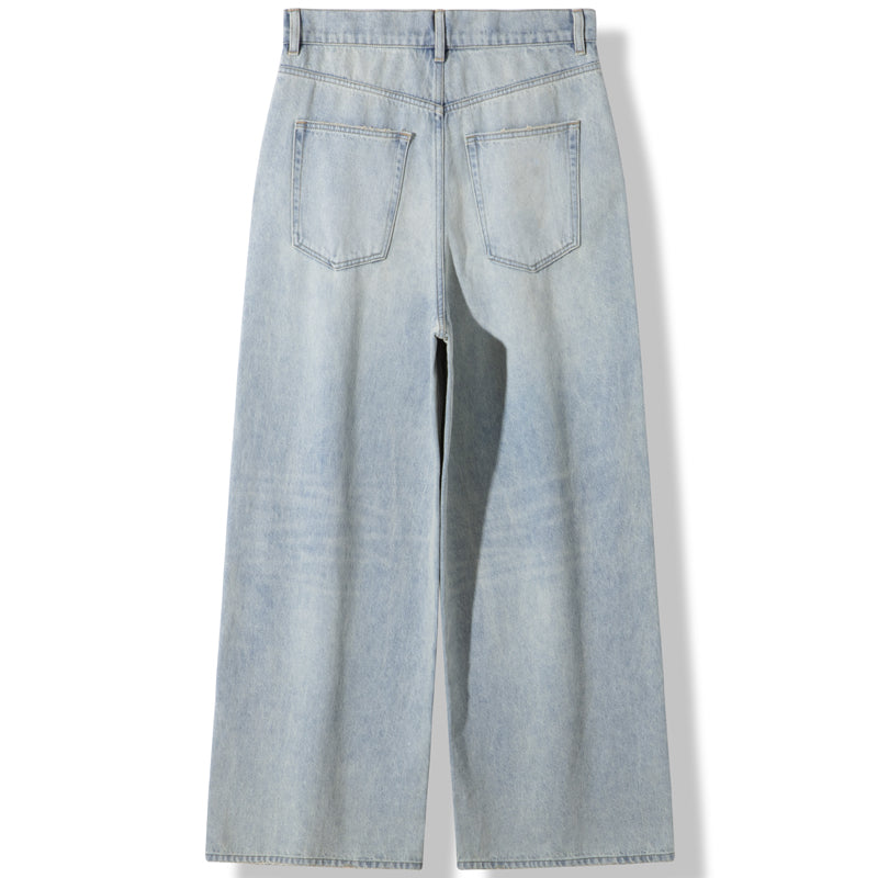 Lilbetter vintage eski osmon ko'k yuvilgan, keng oyoqli erkin yirtilgan jinsi shimlar ochiq ko'k