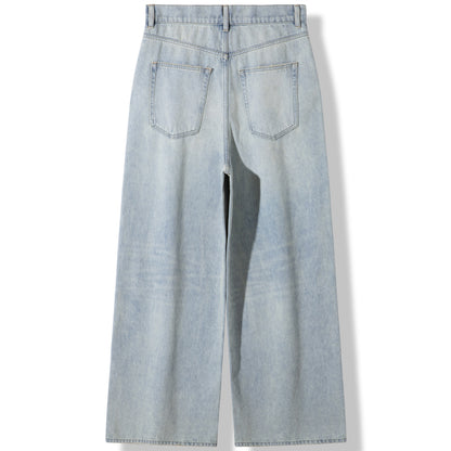 Lilbetter vintage eski osmon ko'k yuvilgan, keng oyoqli erkin yirtilgan jinsi shimlar ochiq ko'k