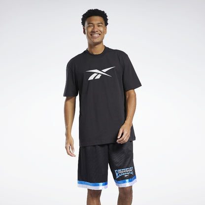 Reebok brendi logotipi ochiq havoda nafas oladigan tasodifiy moda qisqa yengli futbolka erkaklar qora