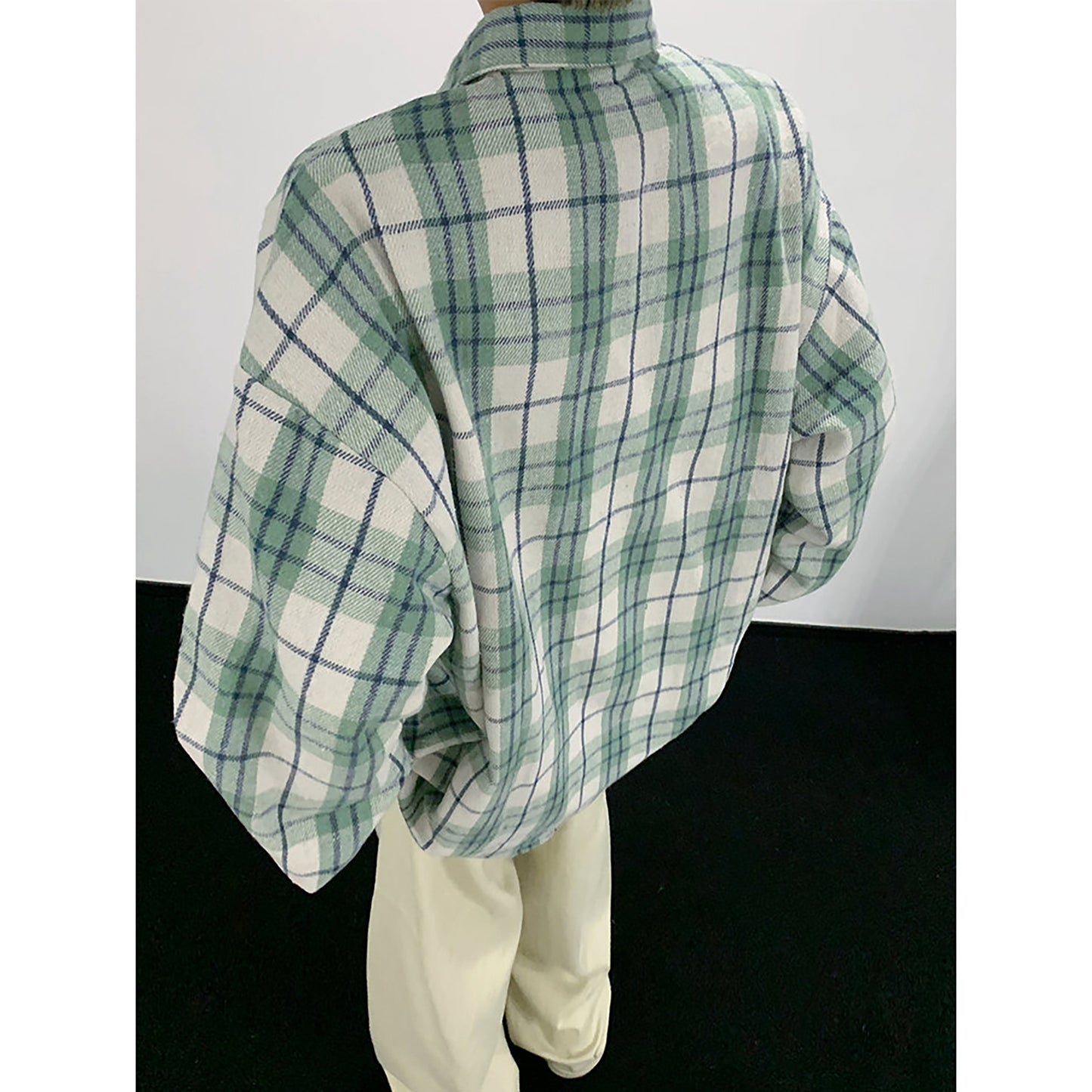 Hvga vintage plaid miu bo'limi yuqori intellektual ma'noda dangasa bo'shashmasdan uzun yengli plaid hit rangli dizayn ma'nosi shaxsiyat ijodiy moda aseksual katta ma'noda vintage oddiy qulay lapel ko'ylak erkaklar va ayollar teng