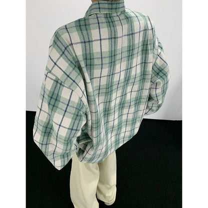 Hvga vintage plaid miu bo'limi yuqori intellektual ma'noda dangasa bo'shashmasdan uzun yengli plaid hit rangli dizayn ma'nosi shaxsiyat ijodiy moda aseksual katta ma'noda vintage oddiy qulay lapel ko'ylak erkaklar va ayollar teng