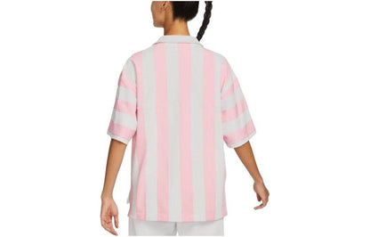 Nike colour block stripe casual printed short sleeve drop sleeve t-shirt women's pink - Boxette Shop
