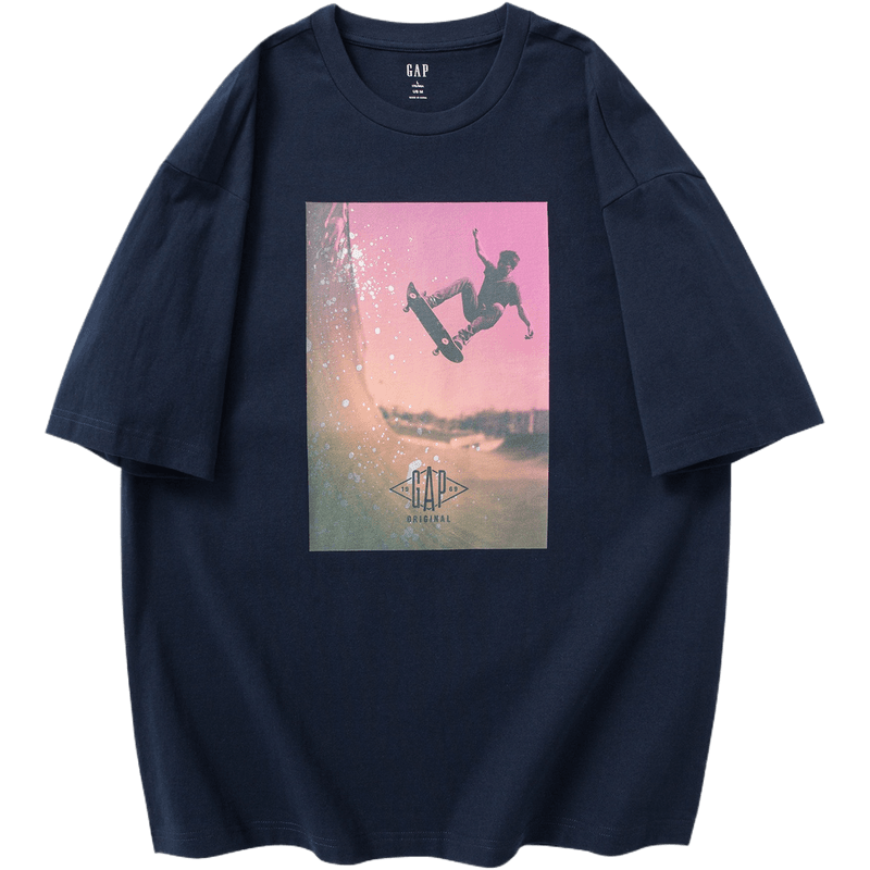 Футболка с коротким рукавом gap heavy loose printed round neck short sleeve t-shirt для мужчин и женщин - Boxette Shop