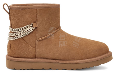 Ugg classic mini chains овчина теплый носить амортизации противоскользящие мягкие короткие сапоги снег женские каштановые