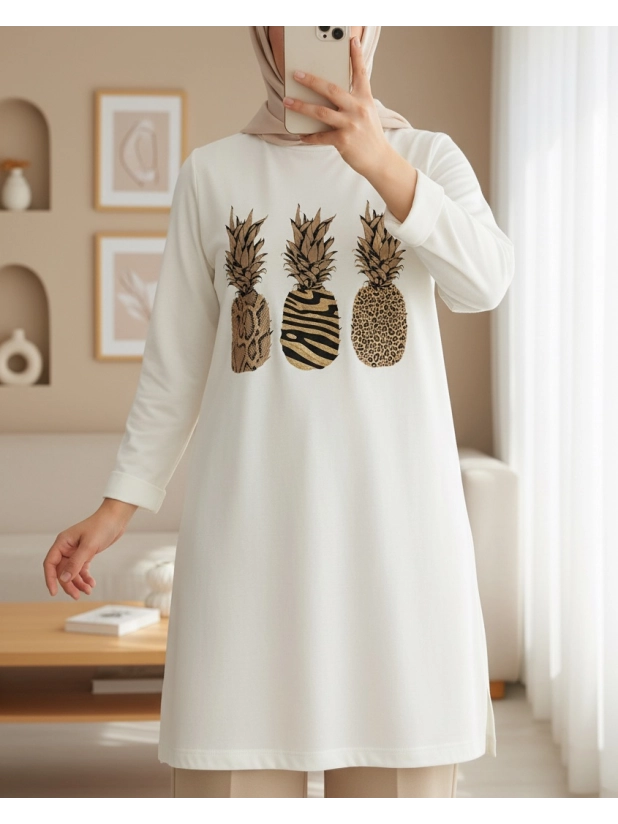 Ananas naqshli Podyum ayollar tunikasi