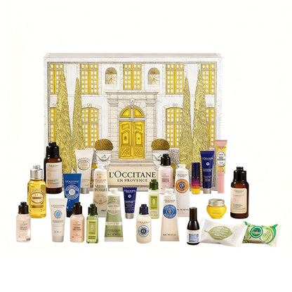 Loccitane 2025 christmas limited edition countdown calendar body care set soothing skin moisturising benefits beauty advent calendar set